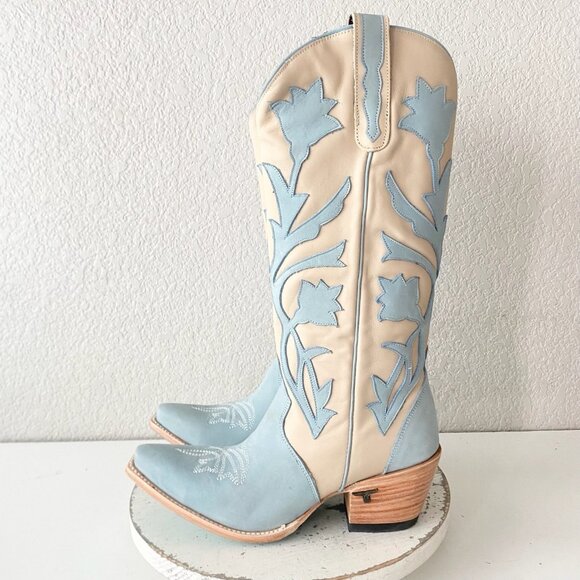 Lane JOLENE Womens Cowboy Boots 9.5 Blueberry Buttermilk Western Cowgirl Tall - Picture 4 of 11
